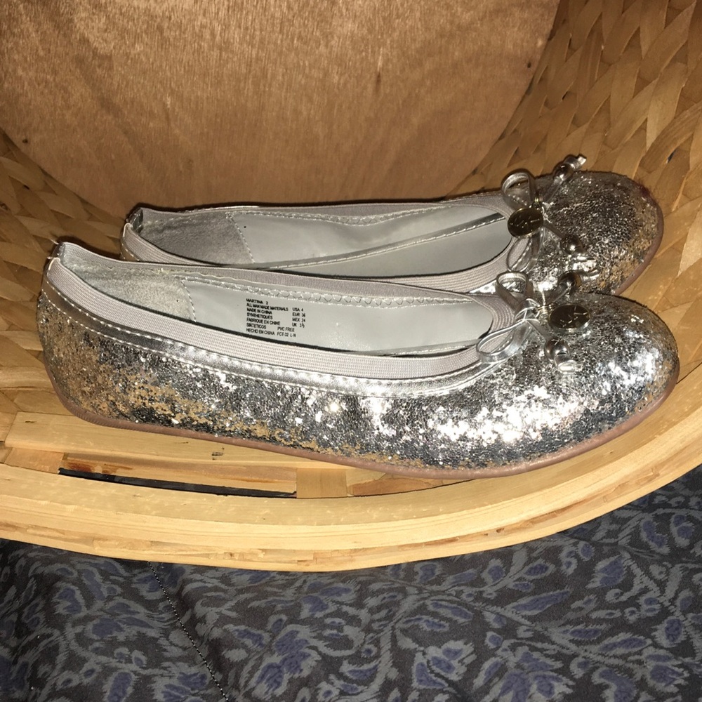 Michael Kors Girls Martina 2 silver glitter flats